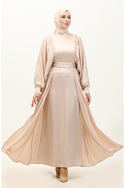 sefamerve Βραδινό φόρεμα Light Powder Balloon Sleeve Satin - 6176-15