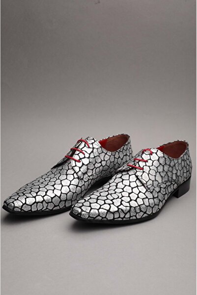 Gondol Erkek Hakiki Deri Sivri Burun Özel Deri Tasarımlı Kundura Tz.610