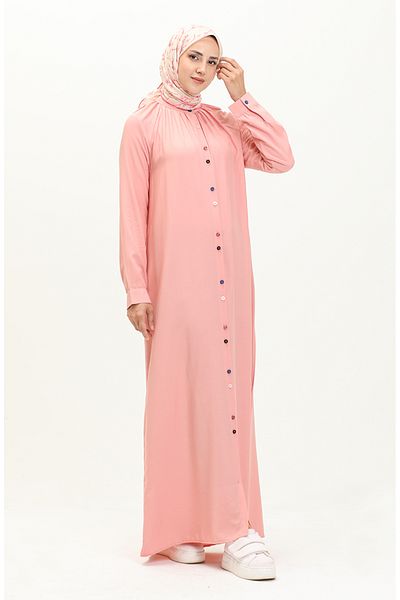sefamerve Φόρεμα Salmon Viscose - Double Buttons, Μοντέλο 5110-06