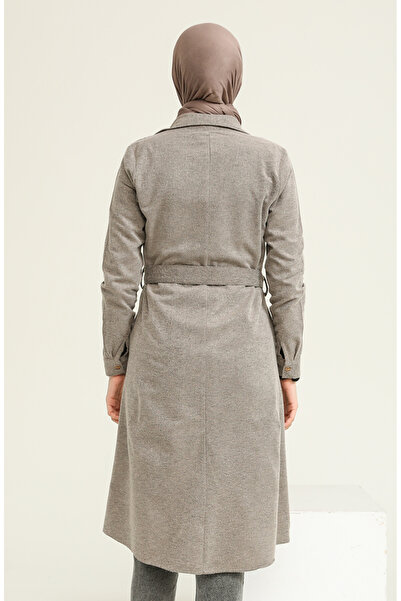 sefamerve Wool Viscose Belted Tunic 6544-02 Mink