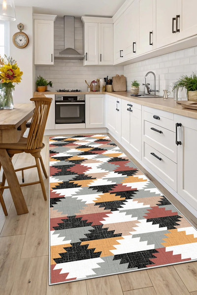 Evimle Makinede yıkanabilir kaymaz taban leke tutmaz mutfak halısı salon halı...