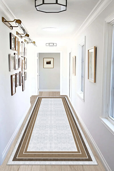 Hülya Home Runner Geometric Scandinavian Antique Digital Printing Washable Non-Slip Base 9012Yollukhulya