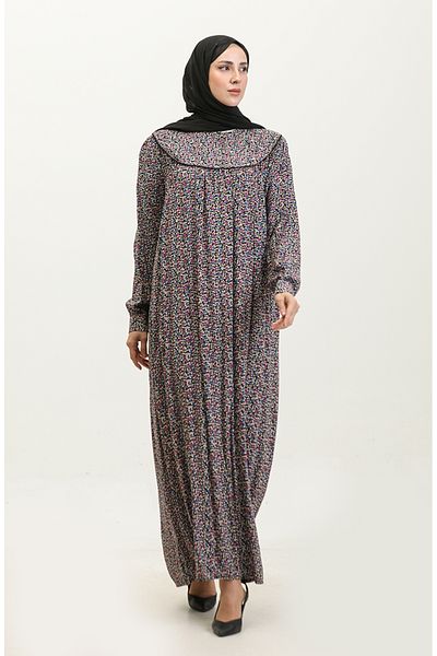 sefamerve Φόρεμα Viscose Print Plus Size - 4473G-02 Μαύρο Λιλά