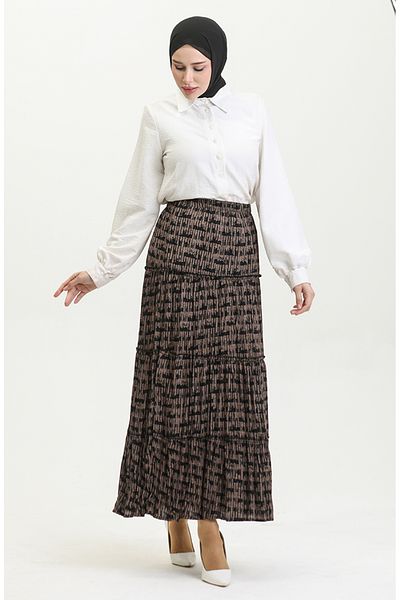 sefamerve Almila Gypsy Viscose Φούστα 3161-05 Mink