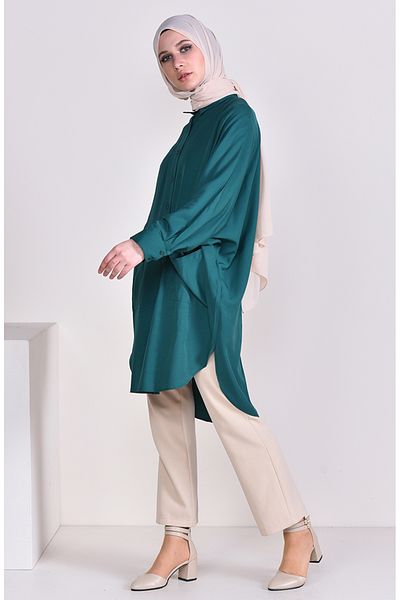 sefamerve Τοπέ βισκόζης με τσέπη 6480-09 Emerald Green