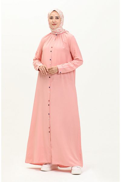 sefamerve Φόρεμα Salmon Viscose - Double Buttons, Μοντέλο 5110-06