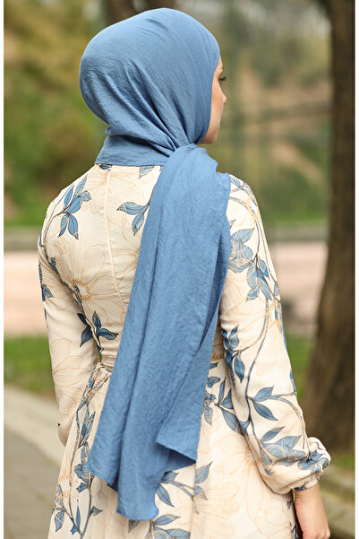 sefamerve Μπλε μαλακό βαμβακερό σάλι - Μοντέλο 2000-33