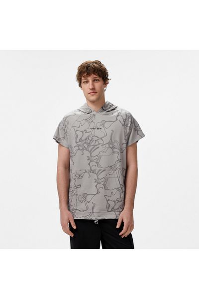 United 4 Unıted4 Towada Men's Gray Half Sleeve Hoodie