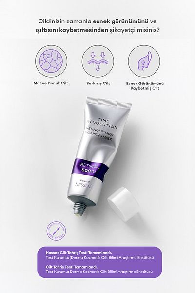 Missha Mask Containing Retinol - Time Revolution Retinol 500 Shot Peelable Anti-Wrinkle