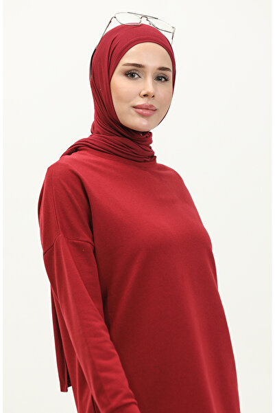 sefamerve Claret Red Sports Tunic 3010-01 - Two Thread Slit Detail