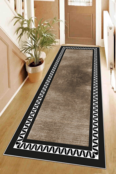 Hülya Home Runner Geometric Scandinavian Antique Digital Printing Washable Non-Slip Base 9004Yollukhulya