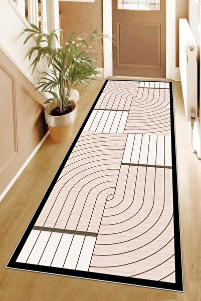 Hülya Home Runner Geometric Scandinavian Antique Digital Printing Washable Non-Slip Base 8172Yollukhulya