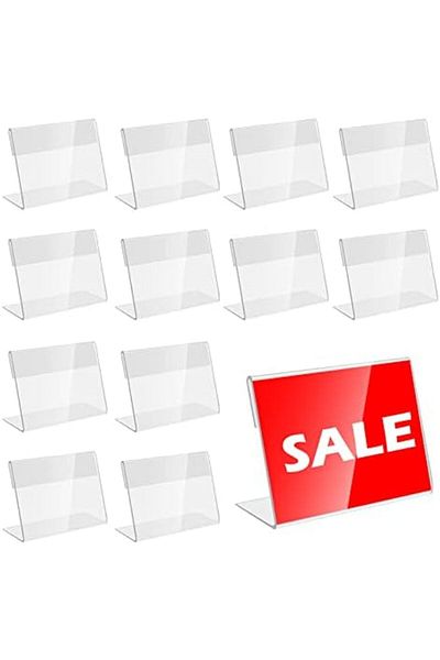 Generic 30-Pack Vertical Acrylic Label Holders for Table Name Plates, Price Tags, Retail Display