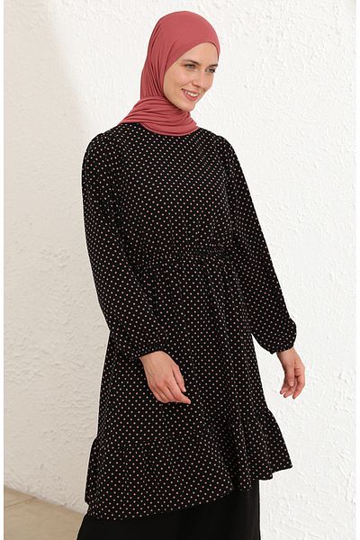 sefamerve Μαύρο Dusty Rose Gathered Tunic - 4346-05