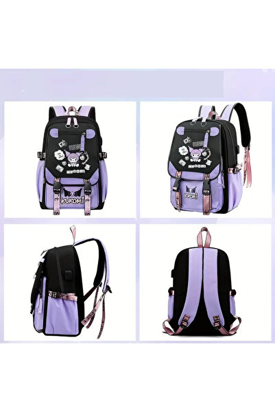 KOST Orijinal Kuromi Okul Çantası Kore Tarzı Büyük Kapasiteli Kuromili Okul Sırt Çantası
