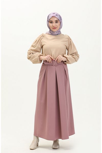 sefamerve Fusta cu centură Dusty Rose - 2246-03