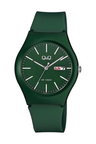 Q&Q Qq A212J013Y Plastic Cord 10 Bar Waterproof Green Unisex Wristwatch