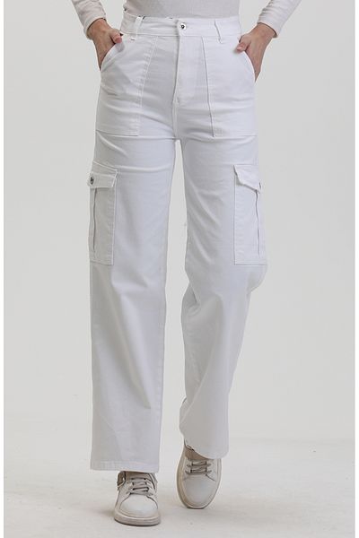 sefamerve Λευκό τζιν Cargo Pocket - 3030-02