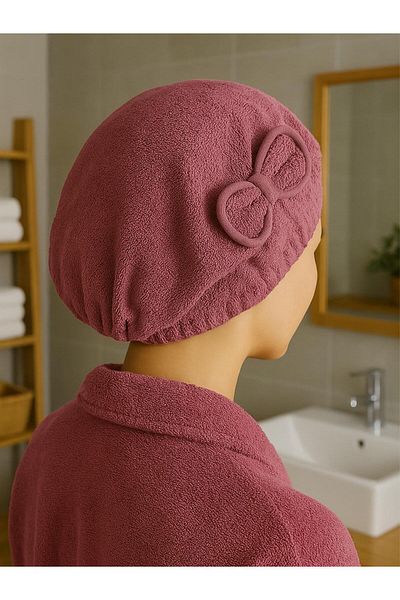 Ender Home Cottonverse șapcă pentru uscare păr – 100% bumbac, cu fundă