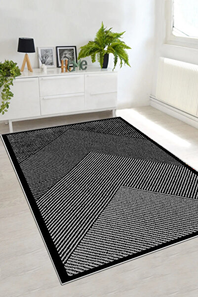 df home Salon Halısı Geometrik İskandinav Eskitmeli Dijital Baskı Yıkanabilir...