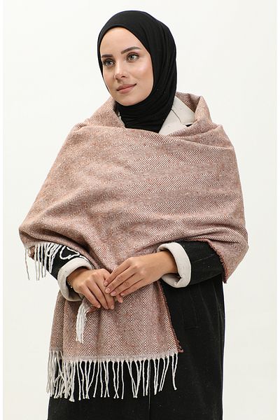 sefamerve Tan Acrylic Shoulder Wrap 2063-07 Απλό