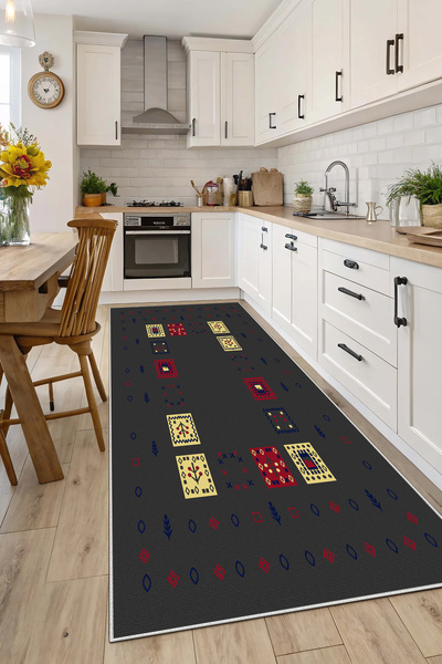 Evimle Makinede yıkanabilir kaymaz taban leke tutmaz mutfak halısı salon halı...