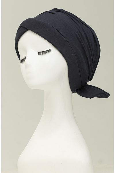 sefamerve Navy Blue Combed Cotton Outer Bonnet - 1248-09
