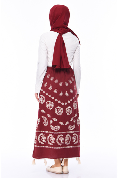 sefamerve Red Sile Cloth Pareo Skirt - 0200-04