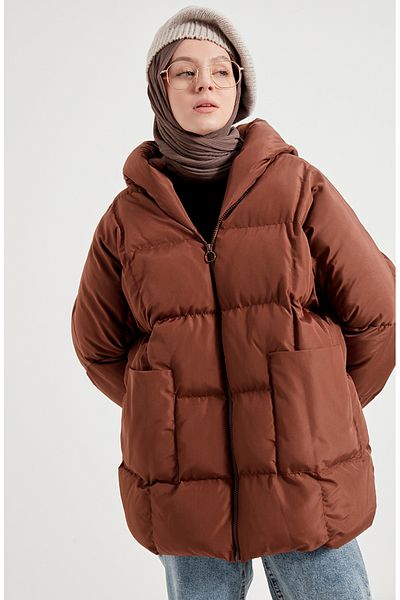 sefamerve Taba Oversize Γεμιστικό Παλτό 6054-03