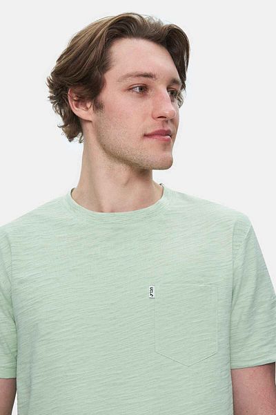 UCLA Tricou pentru bărbați CALEB Smoke Green Crew Neck Standard Fit cu buzunare