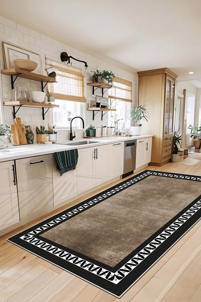 Evimle Makinede yıkanabilir kaymaz taban leke tutmaz mutfak halısı salon halı...