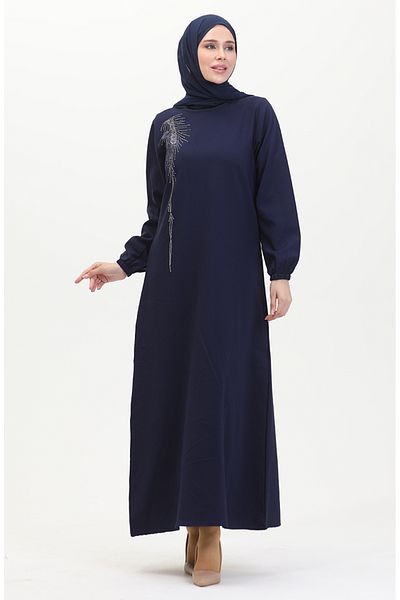 sefamerve Βραδινό φόρεμα κρεπ Navy Blue Stone - 0480-01