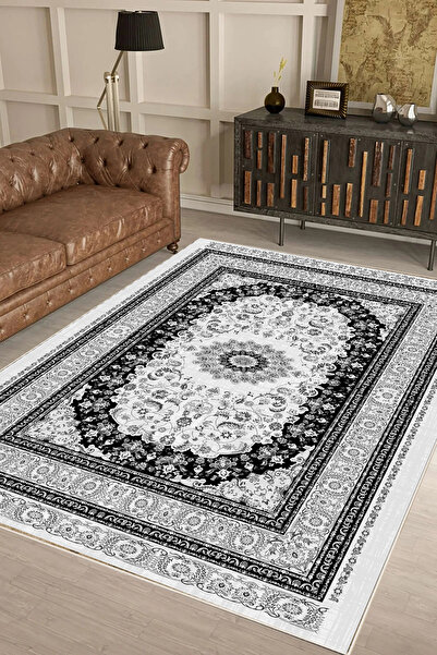 df home Salon Halısı Geometrik İskandinav Eskitmeli Dijital Baskı Yıkanabilir...