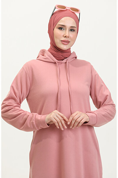 sefamerve İki İplik Kapüşonlu Spor Elbise 0190-16 Gül Kurusu