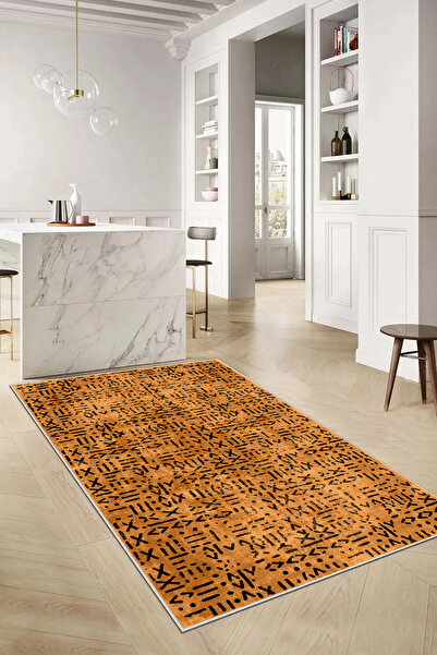 df home Kesme Halı Desenli Dijital Baskı Yıkanabilir Kaymaz Taban İnce Salon ...