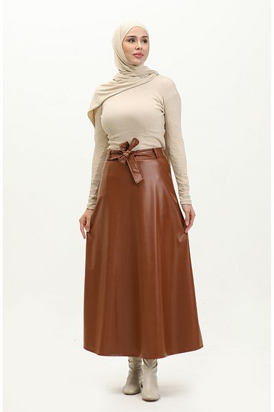 sefamerve Taba Faux Flared Φούστα - Μοντέλο 24K1020-01