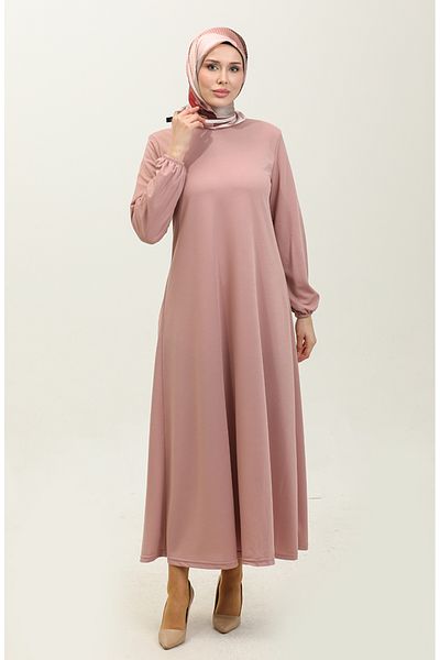 sefamerve Elastisches Kleid mit getrockneten Rosenärmeln – 0650-05