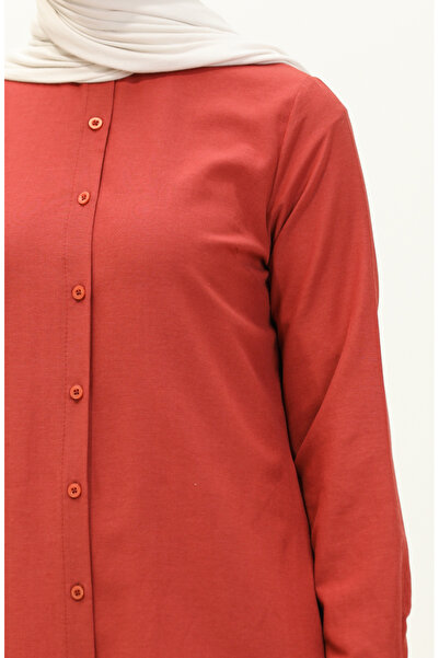 sefamerve Hakim Yaka Tunik 6475-18 Koyu Soğan Kabuğu