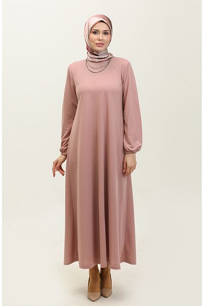 sefamerve Elastisches Kleid mit getrockneten Rosenärmeln – 0650-05