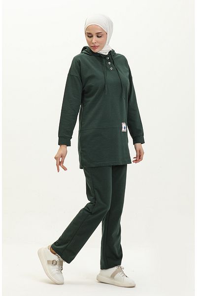 sefamerve Σετ αθλητικής φόρμας Nefti Green Hooded - 3036-09