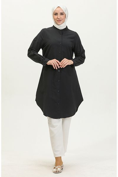 sefamerve 6112-01 Μοντέλο Dark Navy Judge Collar Tunic με κουμπιά