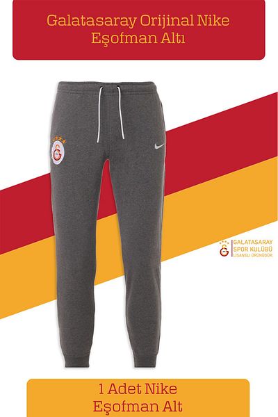 Galatasaray Γνήσιος Αθλητικός Παντελόνι με Ελαστικό Γκρι Αδειοδότησης