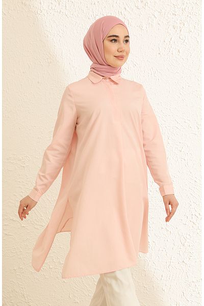 sefamerve Salmon Tunic - Κρυφά κουμπιά και σκισίματα 6478-17