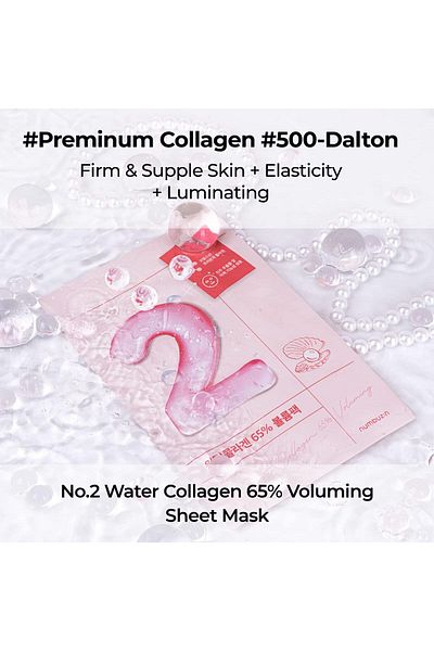 Numbuzin No.2 Water Collagen 65% Volumizing Sheet Mask 33ml (1 PC) - Sheet Mask Containing 65% Collagen