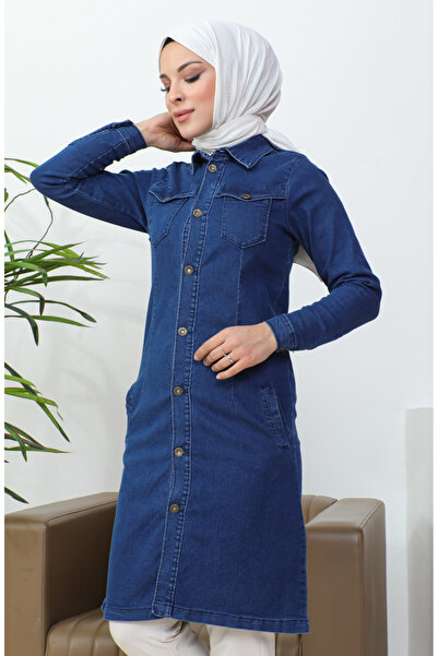 sefamerve Uzun Kot Ceket 36001-02 Lacivert