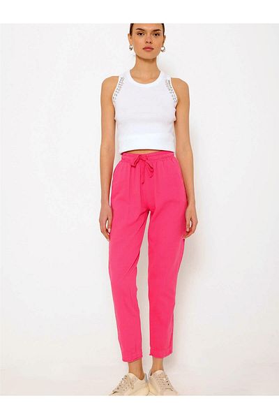 Coral Fuchsia Tasseled Trousers