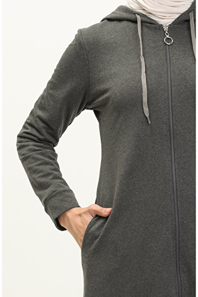 sefamerve Kapüşonlu Cepli Spor Ferace 3011-04 Antrasit