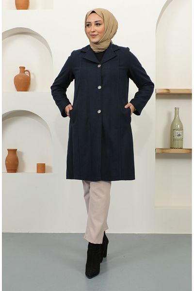 sefamerve Παλτό με κουμπιά μεγάλου μεγέθους 1176-02 Navy Blue