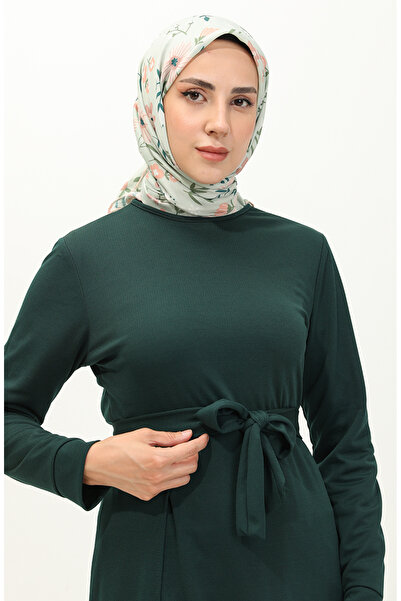 sefamerve Emerald Green Tunic and Trousers Double Set - Slit Detail 0664-01