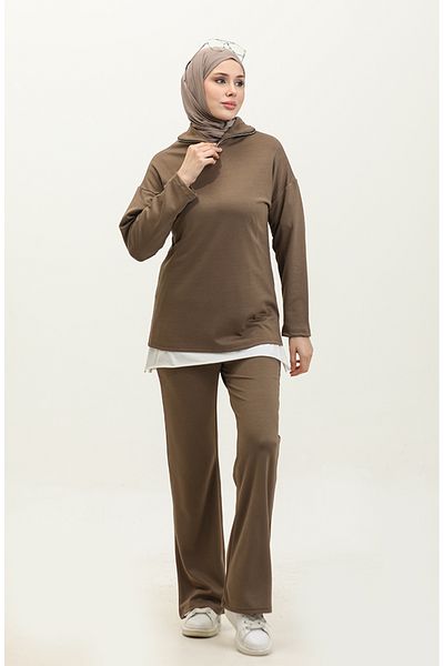 sefamerve Σετ φόρμας με φερμουάρ 2146-06 Model Dark Mink